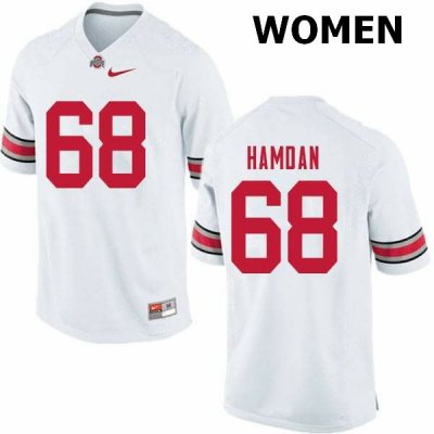 Women's Ohio State Buckeyes #68 Zaid Hamdan White Nike NCAA College Football Jersey New Release LJJ4244LZ